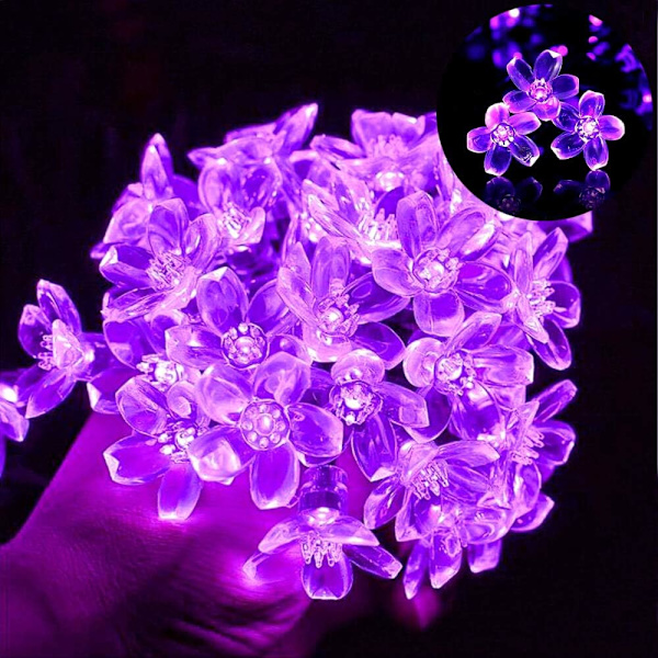 Aurinkokäyttöinen ulkovalosarja 50 LED-kukkajouluvaloa pihan ja puutarhan koristeluun (värikäs)