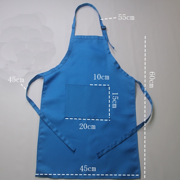 Blå - Forkle + kokkehattesett, justerbar barnekjøkken apro