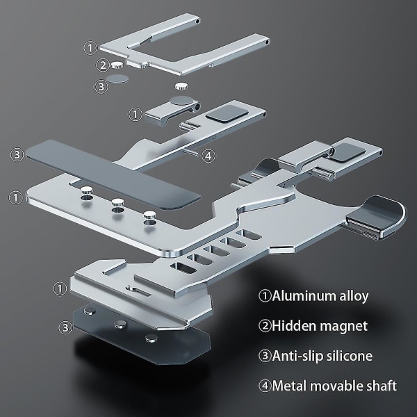 Ultra-tynn skrivebordsstativ for telefon (1 stk, sølv)