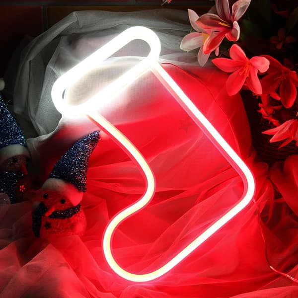 Neon julelys - veggdekorasjon neonlys, lengde 24,5 cm bredde 18,5 cm høyde 2 cm