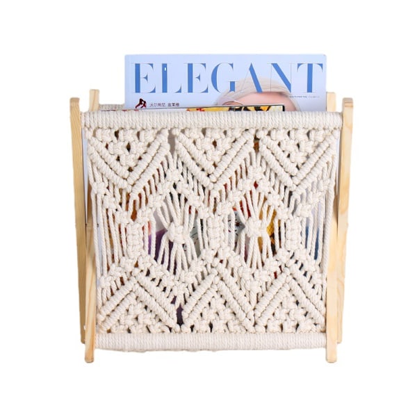 Tidningsställ, bärbar bohemisk tidningskorg, lätt att installera bohemisk tidningsställ för böcker, tidningar, barnrum och heminredning 35*10*30cm