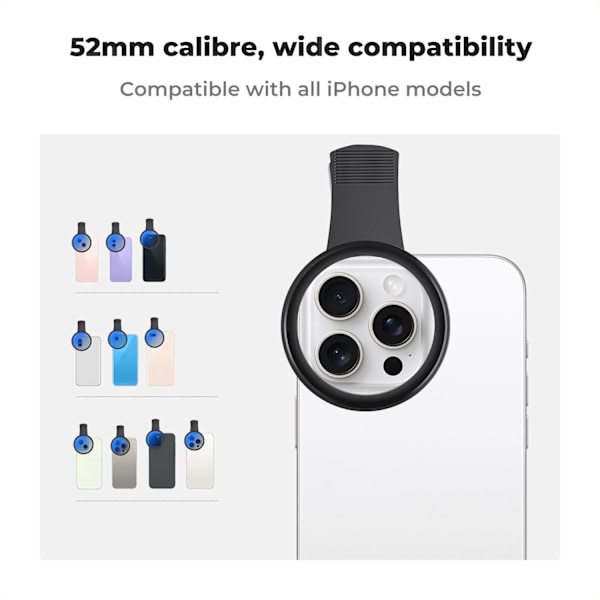 52mm Clip-on CPL Telefon Kameralins Filter Kit Kompatibel med iPhone 15 14 13 12 11