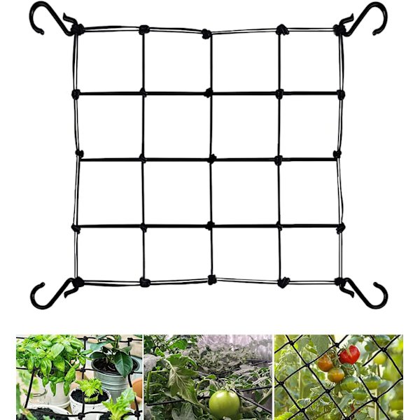 Elastisk nett 60 x 60 cm planteholder rullende nett for plantetelt, hydroponisk planterom rullende nett, universelt tungt nett med st