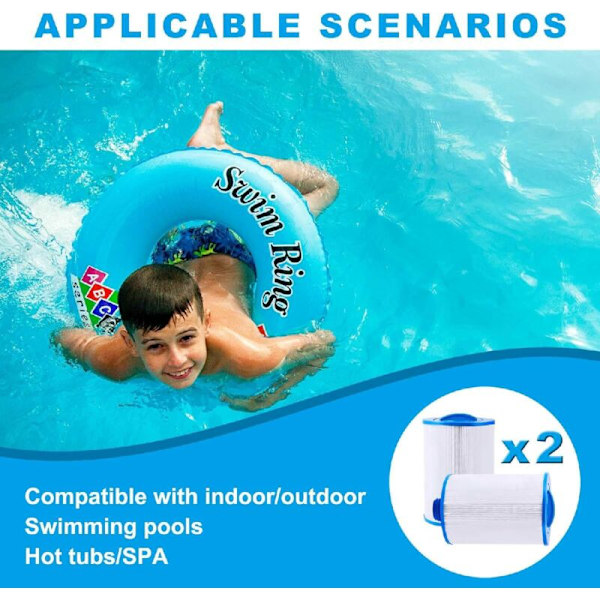 2-pack Spafilter, Pool Spafilter Ersättning, 1 1/2\" Grov Gänga, Kompatibel med PWW50P3, Unicel 6CH-940, Filbur FC-0359, Waterway Plastics 817-
