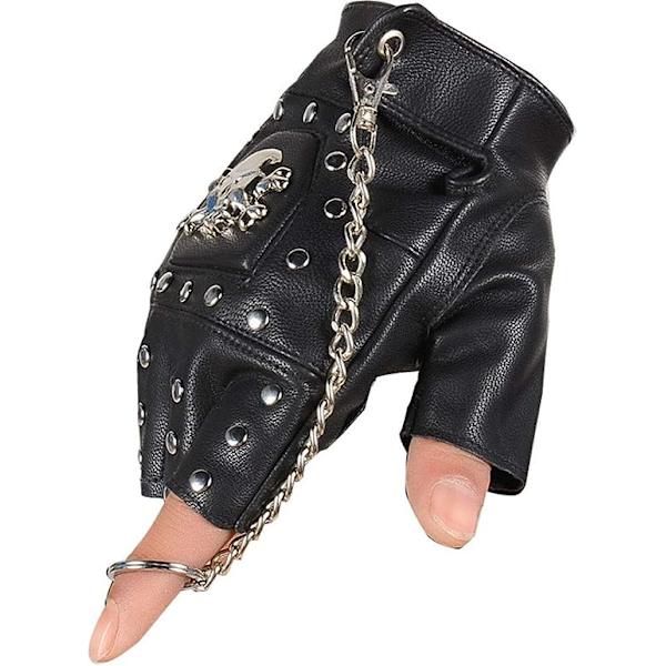 Steampunk gotiske handsker til mænd, vintage læder kaptajn fingerløse handsker