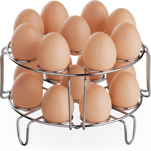 Eggdamperstativ i rustfritt stål - Stabelbart underlag for 6/8 Quart trykkoker, koker 18 egg, Instant Pot-tilbehør (2 pakker)