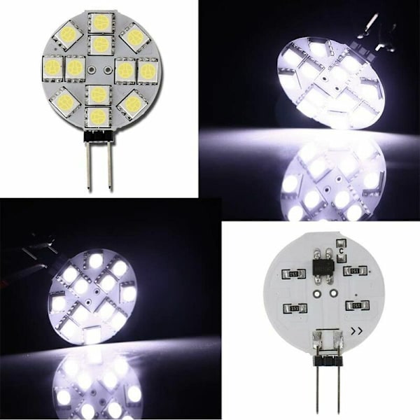 10x G4 LED-pære DC 12V Ikke-dimbar Hvit 6000K Lyspære Erstatning 20W Halogenlampe for Kjøkken Bobil RV Tilhenger Båt