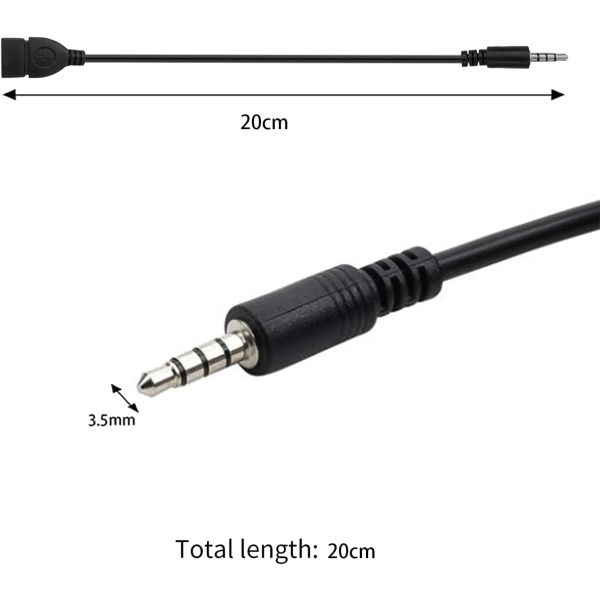 USB til Jack Adapter USB 2.0 til 3,5 mm hannlig Aux Stereo Audio