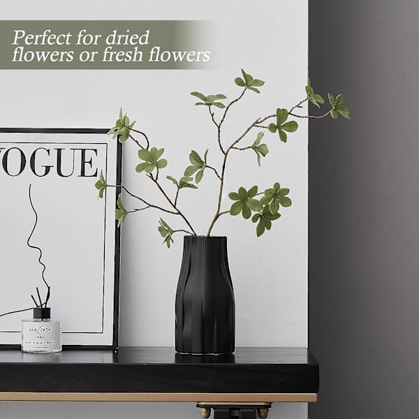 Keramisk vas för heminredning, svart matt randig vas för blommor, modern minimalistisk dekorativ vas, unik blomvas för matsal vardagsrum