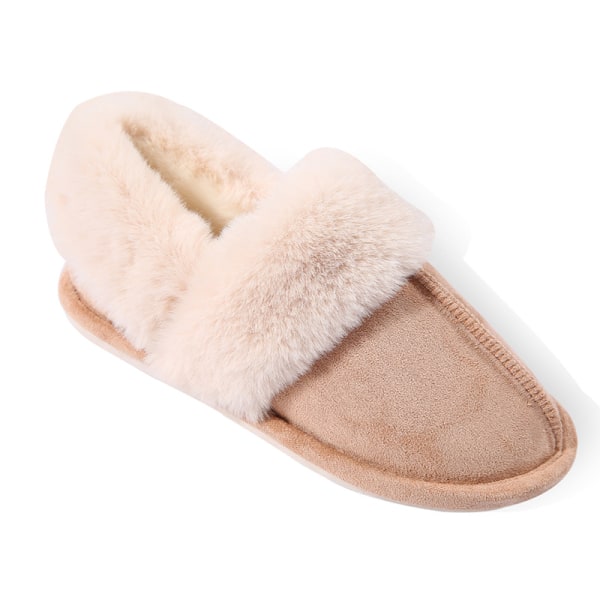 Vinter Varma Plysch Damtofflor Platt Inomhustofflor (Khaki, 38-39)