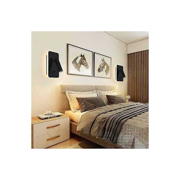LED-vegglampe, nattbordslampe med bryter, justerbar spot for soveromsbelysning, varmt lys 13W--Hvit