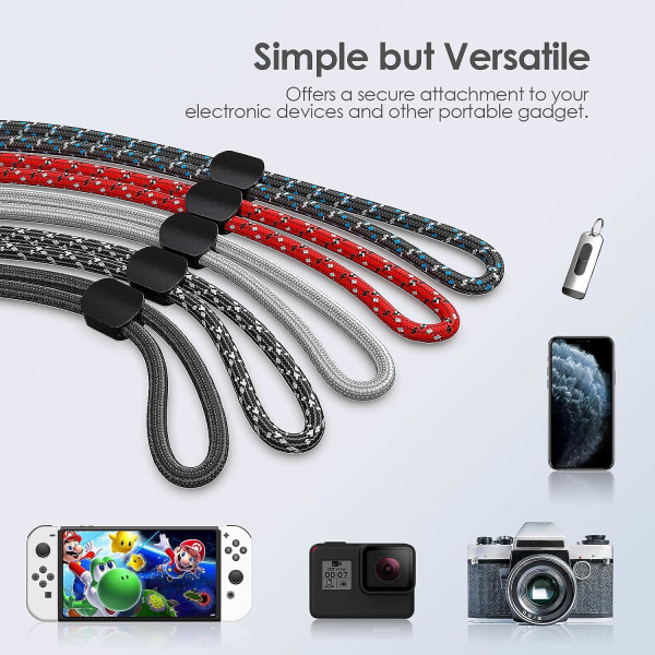 6-paknings justerbare fargerike nylon håndleddsstropper for GoPro, kamera,