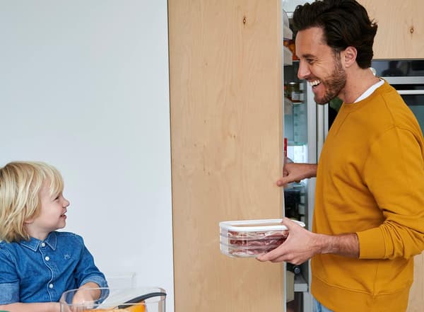 Opbevaringsboks til kødmoduler 550/3 - hvid - transparent - stabelbar
