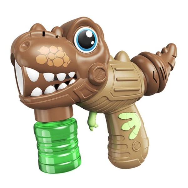 LOVIVER Cartoon Dinosaurier Bubbelpistol Bubble Maker Bubbellösningar 8 Hål Badleksak Bubbelpistol för Utomhusaktivitet Leksak Fest Brun