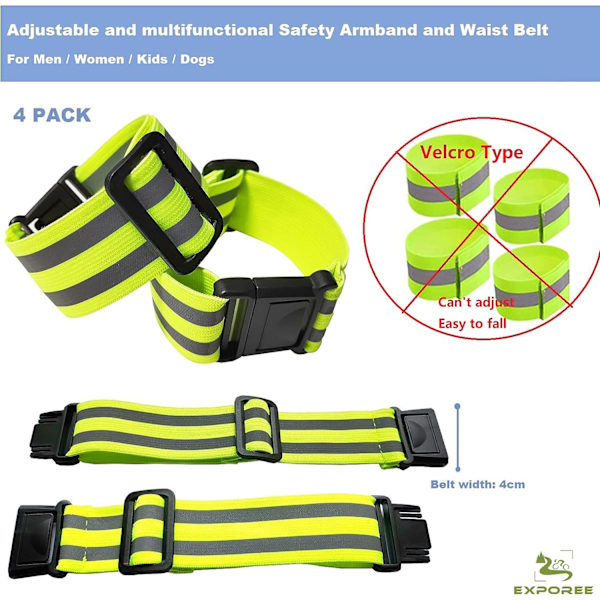 Säkerhetselastiska reflexarmband med hög synlighet för löpning, cykling