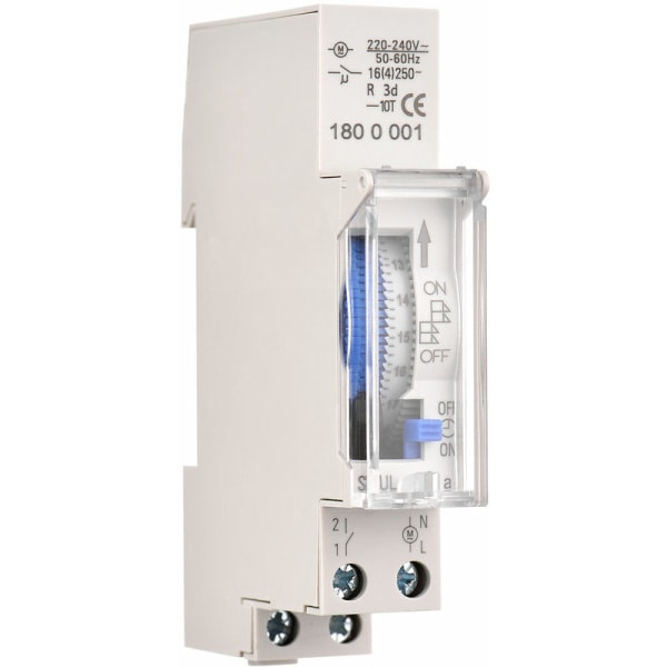 24-timmars mekanisk timer 15-minuters minimum timer Skena montering Inbyggt batteri, SUL180a AC220-240V Grå - SUL180a AC220-240V Grå