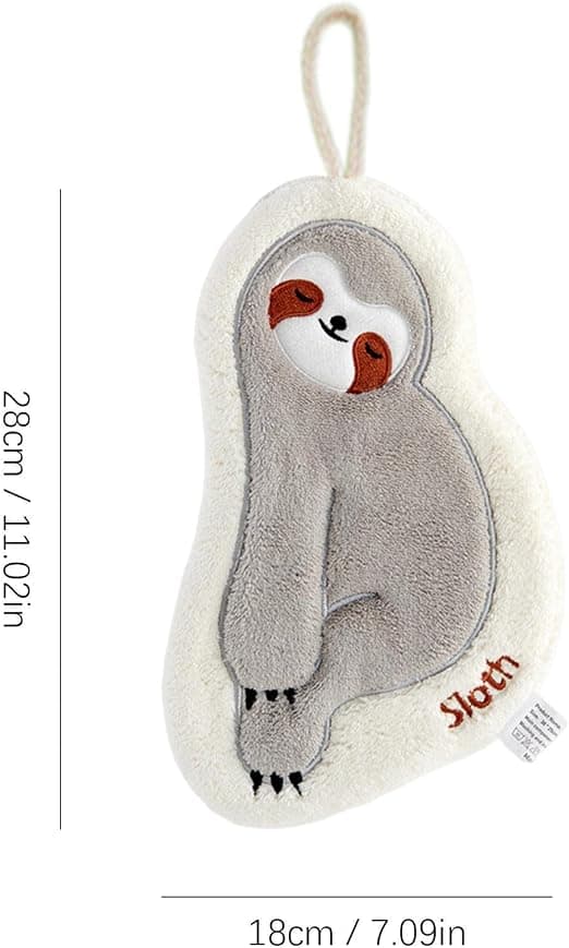 Sloth Kökshandduk (Grå) - Söta Korall Mikrofiber Tjocka Diskhandduk - Tjock Hållbar Handduk för Kök, Vardagsrum