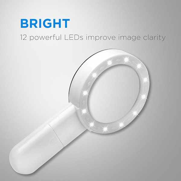 30x forstørrelsesglas med kraftig belysning, stort 90 mm forstørrelsesglas uden forvrængning med LED-lys med glaslinse