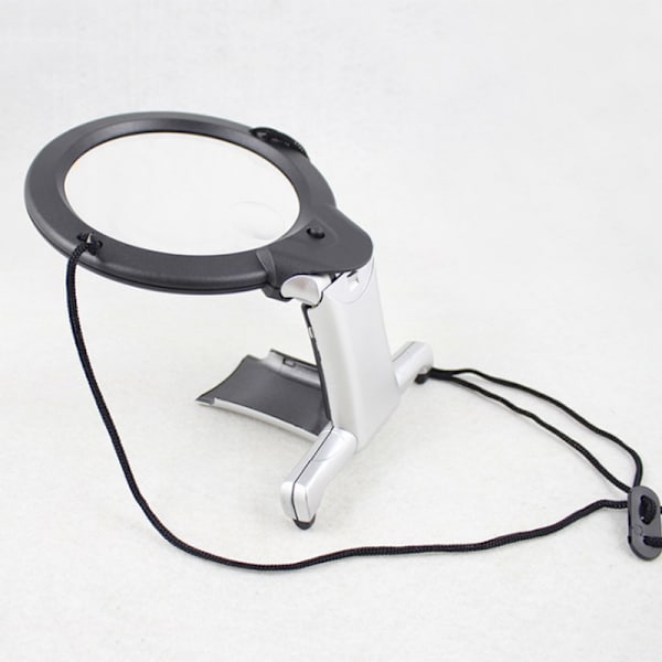 Pyöreä kaula-aukkoinen kirjonta-luuppi: Luku suurennuslasi valaistu X2 ja X6 Suurennus valaistu hands-free LED työhön ompelu korjaukset luova vapaa-aika