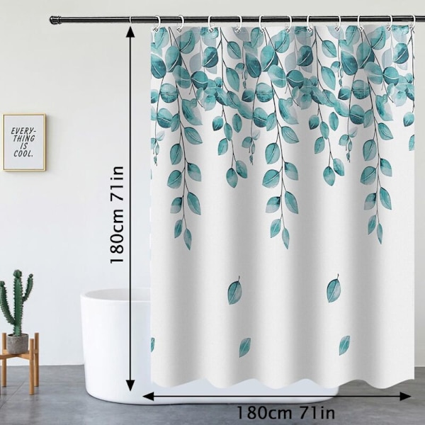 Bruseforhæng 180x180cm 12 kroge (forårsstil) Hvid Polyester Vaskbare Bruseforhæng Vaskbart i badeværelsesforhænget med
