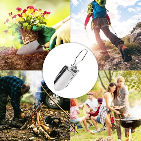 3 stk. Mini Håndspader, Sammenleggbar Campingspade i Rustfritt Stål, Bærbare Multifunksjonelle Hageverktøy for Camping