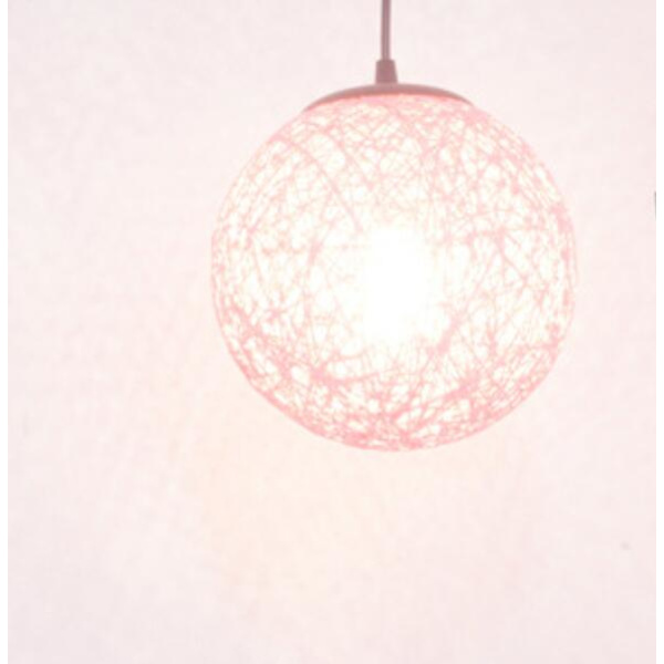 Vedhængslampe, lysekrone Kreativ personlighed kunst hamp kugle rattan lysekrone (15cm pink)