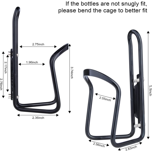 Cykel Flaskeholder, 2 Pak Cykel Flaskeholder Beslag til Mountainbike, MTB, Landevejscykel, Cykeltilbehør, Fremstillet af Letvægts Aluminiumlegering (Sort)