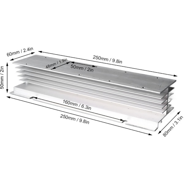 Enkeltfaset SSR termisk dissipator kølende statisk relæ med højeffektiv termisk dissipation i aluminium