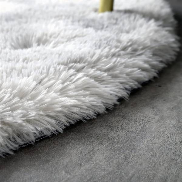 Rundt tæppe, shaggy, moderne, til stue, soveværelse, spisestue eller børneværelse, behageligt shaggy gulvtæppe skridsikkert tæppe (Dye-Light Grey, 120cm X