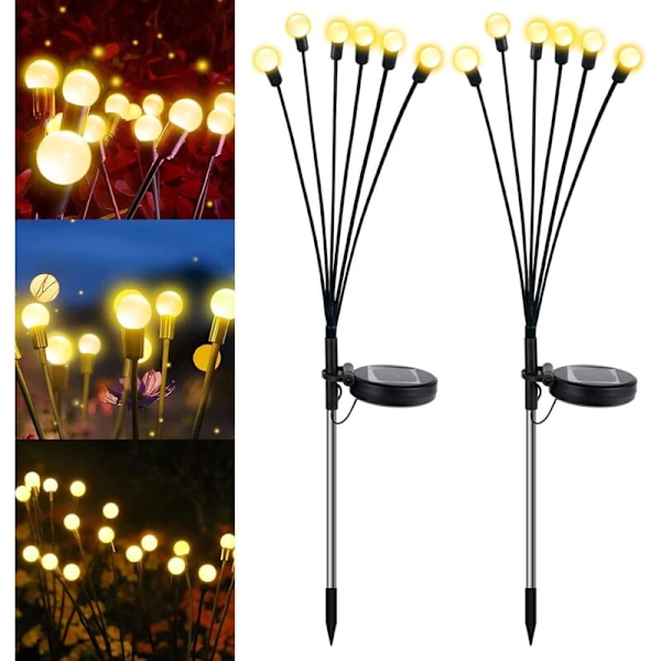 6-pak LED solcellehavelamper, Firefly solcellehavelamper, udendørs dekorative solcellelamper