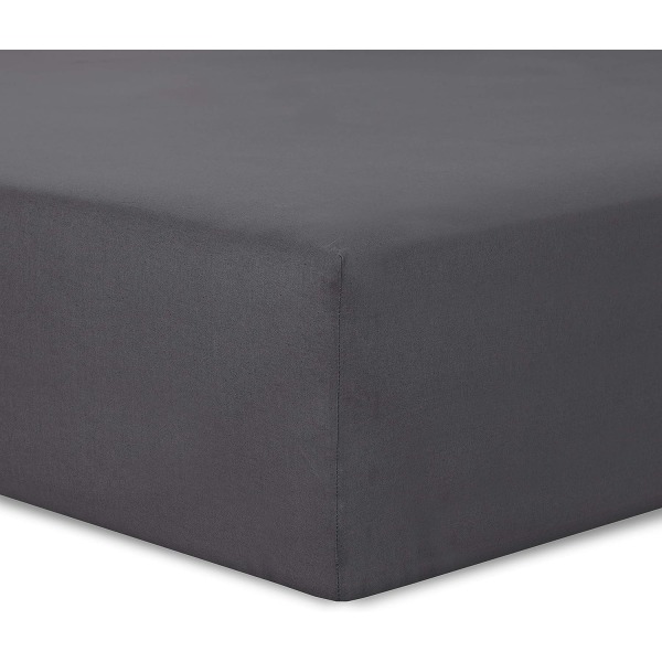 Tilpasset laken 150 x 200 cm - Farger: Antrasitt - Bomull: 57 tråder - 4 elastiske hjørner
