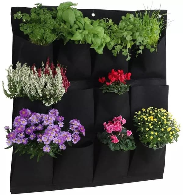 Väggodlingsväskor inomhus utomhus växtväxande rack, 12 fickor vertikal planteringsmaskin för baljväxter