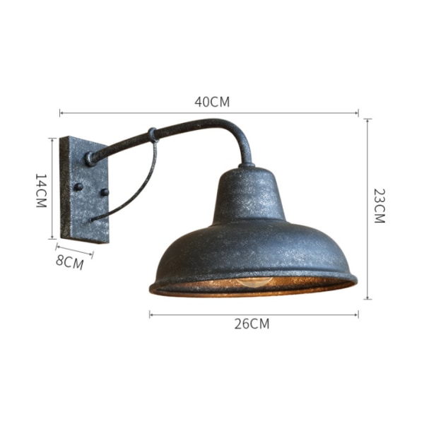 Vegglampe Amerikansk Retro Vegglampe, Utendørs Hagegårdlampe, Utendørs Bolig Villa Dør Industriell Stil, Utvendig Vegglampe (Antik Silve