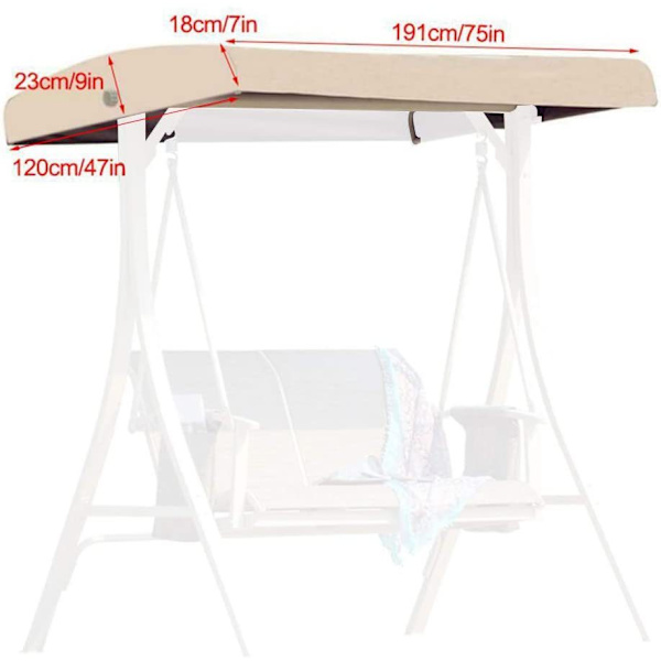 Reservetak til hagesvinge - Universalt svingtak, 2-3 seter grønt 191 x 120 cm