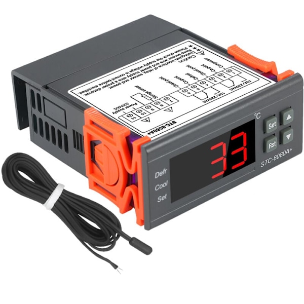 Digital temperaturkontroller STC-8080A+ kjøleskapstermostat for automatisk kjøleskapsavriming med NTC 220 V sensorprobe