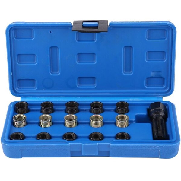 16 stk. Tændrørsgevind Reparationsværktøjssæt, Gevindstørrelse M14 x 1,25 mm, Tapstørrelse M16 x 1,25 mm, med Bærbar Kasse