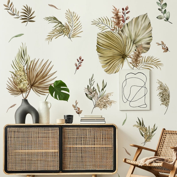 Väggdekaler Boho Palmblad Väggdekaler Tropiska Växter Sovrum Soffa Väggdekaler Vardagsrum Dekoration Väggdekoration