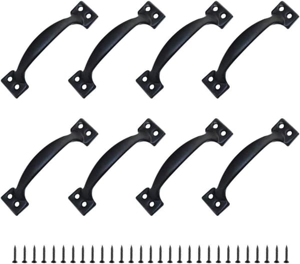 10 Træk Møbelgreb Dørknap Rustik Centerset Zink Legering Greb til Køkken Lade Dør Have Skur (120MM)-Sort