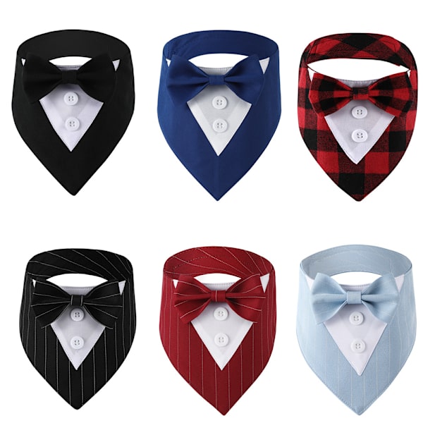 Blå S Hundekrave Formel Bryllups Bandana Med Sløjfe Fødselsdag Kostume Justerbar Kæledyr Fest Tux