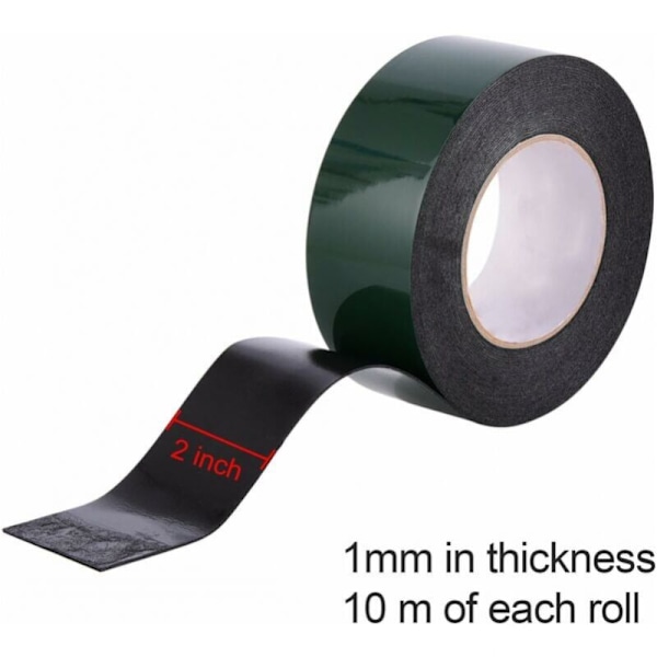 10 mx50 mm dobbeltsidet skum vandtæt klæbende svampebånd, sort