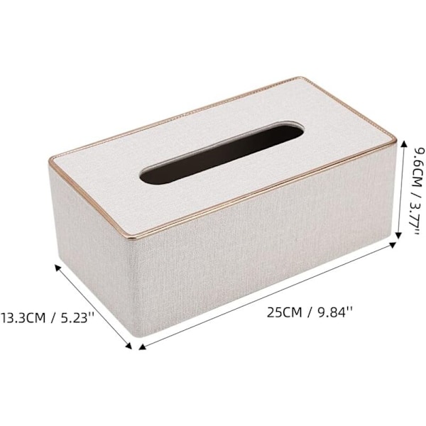 Näsduksboxar i PU-läder, rektangulär näsduksdispenser för hem och bil (vit pärla)