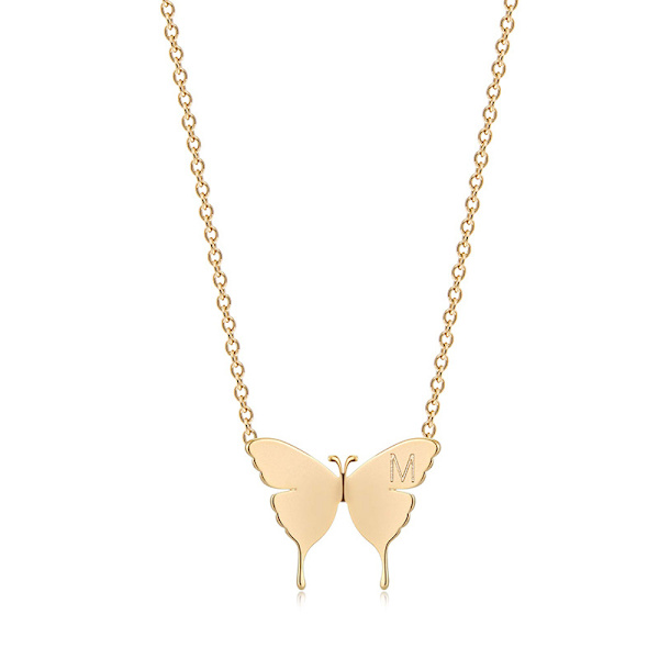 Guld utsökt initial halsband fjärilhänge namn halsband utsökt daglig halsband damer enkelt personligt smycke julklapp
