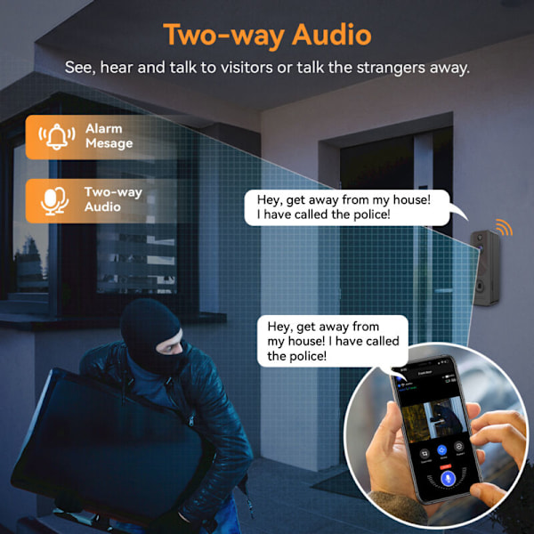 Video video Hemmagjord Kamera WiFi Intelligent Interfection Fjärrövervakning Humanoidigenkänning Hög Definition Hög Definition Video Sonnette/Blac
