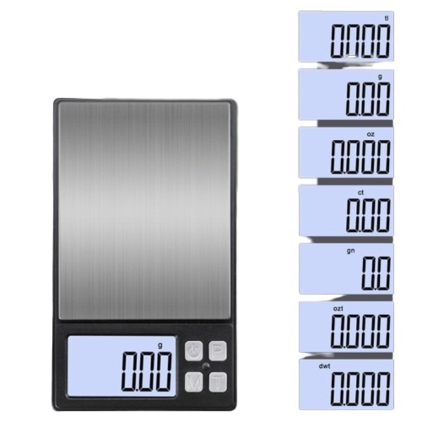 Digital vekt, gullsmedvekt, presisjonsvekt, gullvekt 500g/0.1g Svart