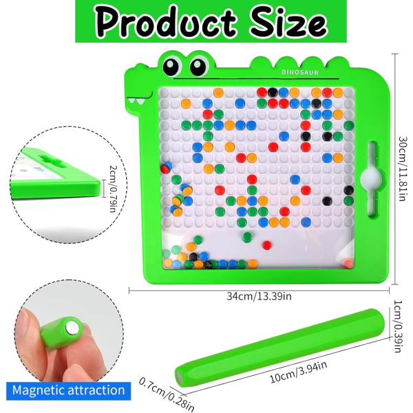 Magneettinen piirtotaulu taaperoille, värikäs kaiverruspiirros, piirtotaulu magneettikynillä ja helmillä, Montessori-esikouluopetuslelut
