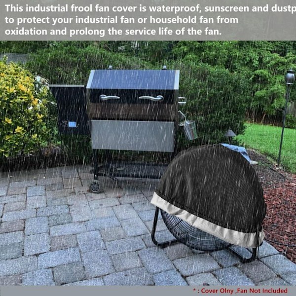 611961 cm Vandtæt Udendørs Ventilator Cover, Passer til Højhastigheds Kraftige Metal Industri Gulvventilatorer, Sort