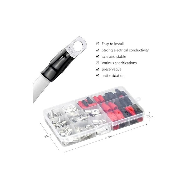Sæt med krympeklemmer 120 Dele Elektriske bilterminaler med batteriterminaler til krympestik SC profiler profilerede porte og isolering