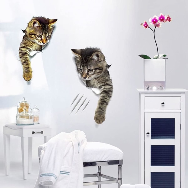 3D-kissa-seinätarrat, 6 söpöä 3D-kissatarraa, 3D-kissatarrat, ea