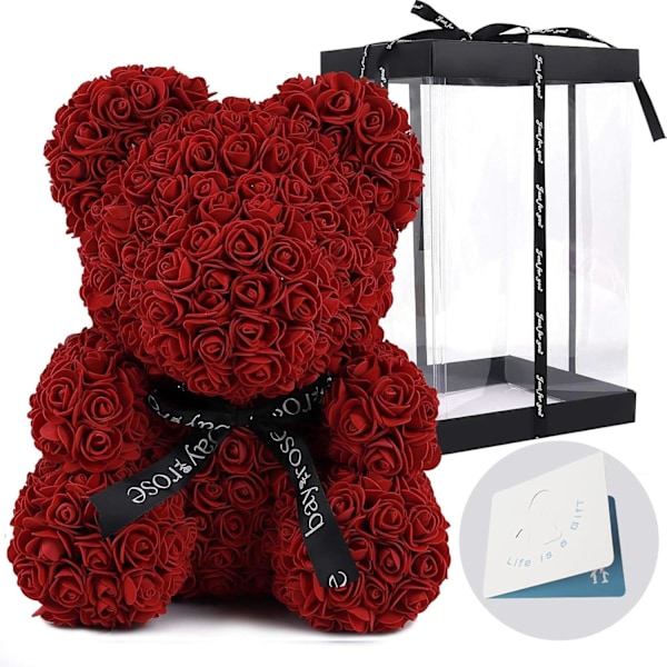 Rosbjörn Teddyblomma Dekorativ Ask Valentin Present Mors Dag Jubileum Födelsedagspresent