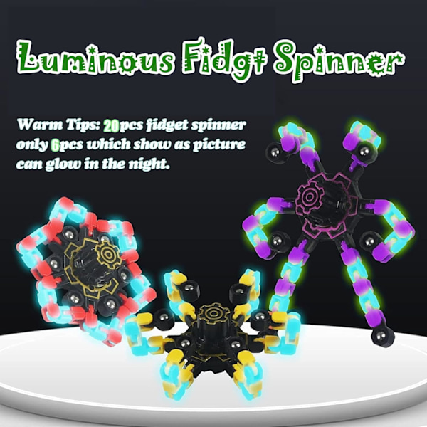 Transformable Fidget Spinners - Kæde Robot DIY Legetøj - Stresslindring for Teenagere/Voksne 10 stk